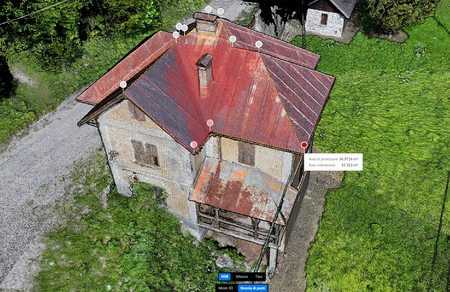 Nuvola di Punti Casa Malborghetto con Esemoio Misurazione Tetto copia